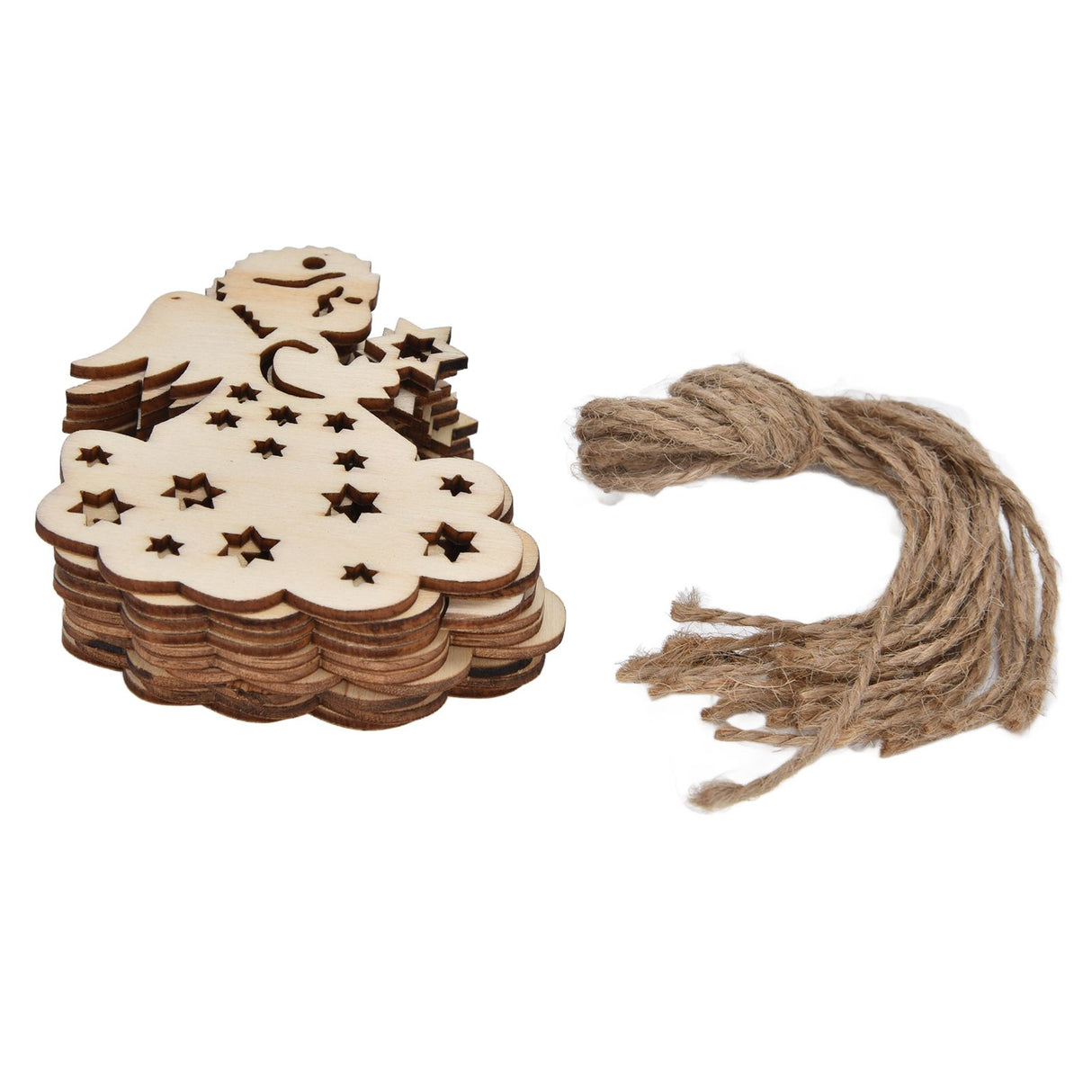 40pcs Christmas Tree Ornaments Wooden Hallow Cute Christmas Hangings with Lanyards for Christmas Tree Decoration Gift