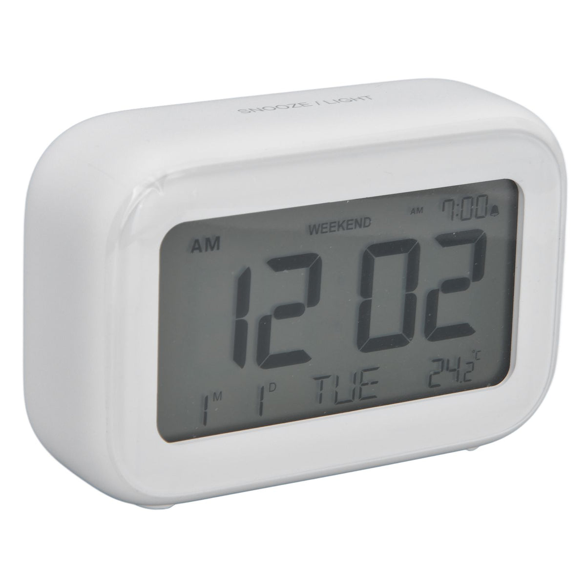 Mini Digital Alarm Clock with LCD Screen Snooze Function 12H 24H Formats for Bedroom Travel Office White