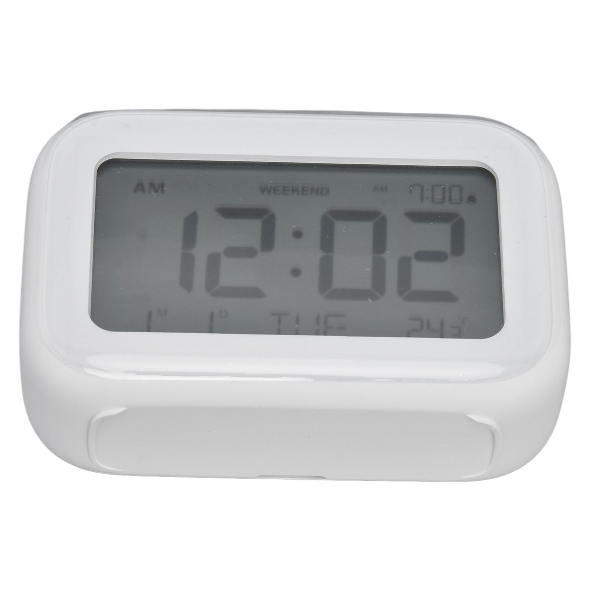Mini Digital Alarm Clock with LCD Screen Snooze Function 12H 24H Formats for Bedroom Travel Office White