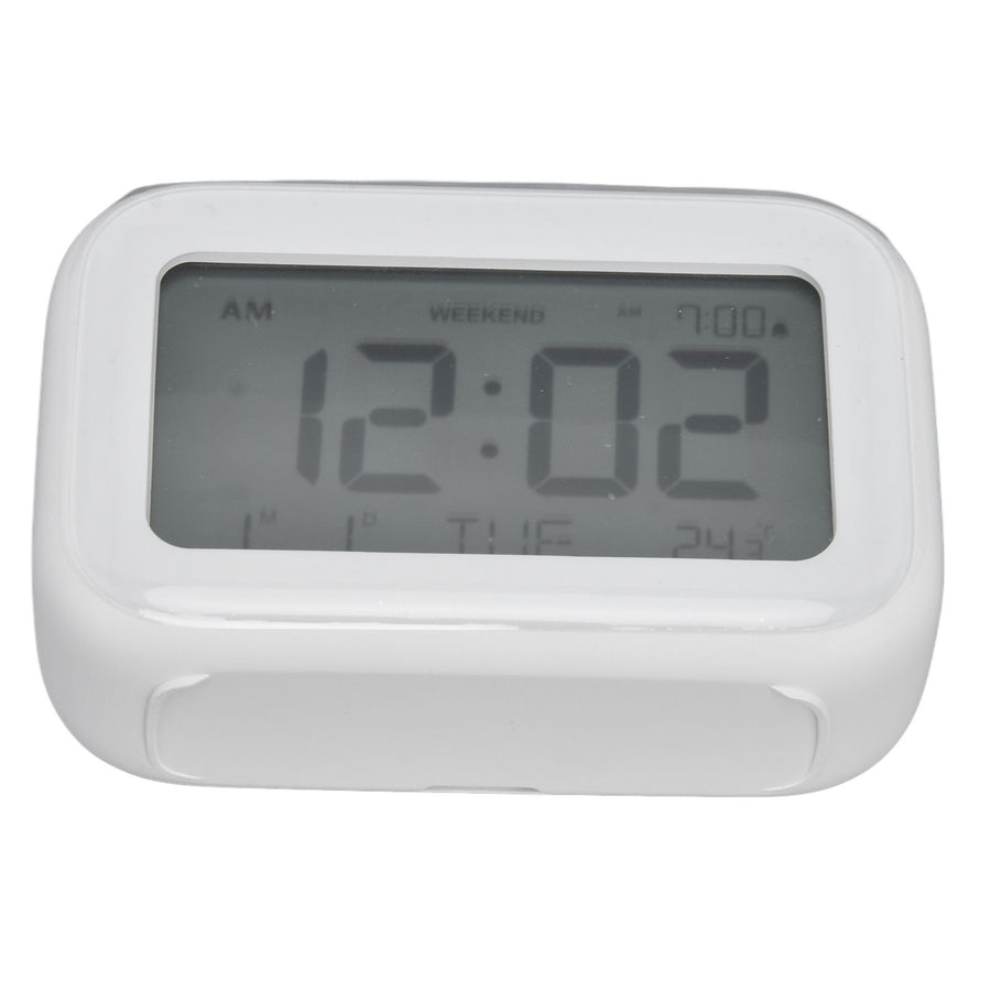 Mini Digital Alarm Clock with LCD Screen Snooze Function 12H 24H Formats for Bedroom Travel Office White
