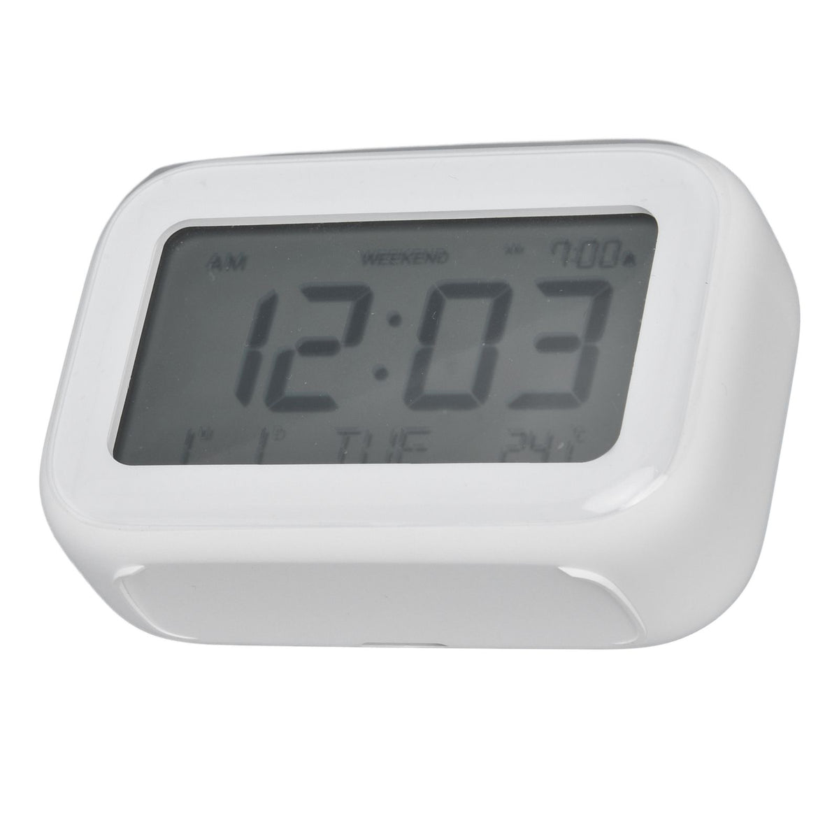 Mini Digital Alarm Clock with LCD Screen Snooze Function 12H 24H Formats for Bedroom Travel Office White