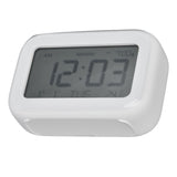 Mini Digital Alarm Clock with LCD Screen Snooze Function 12H 24H Formats for Bedroom Travel Office White - 45-Degree Angle