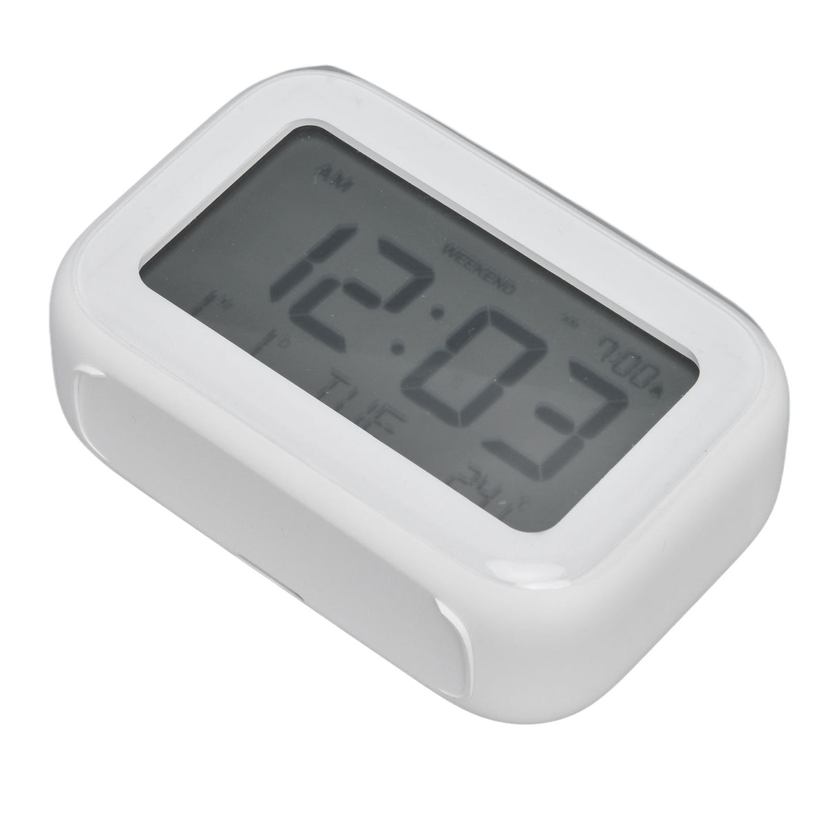 Mini Digital Alarm Clock with LCD Screen Snooze Function 12H 24H Formats for Bedroom Travel Office White
