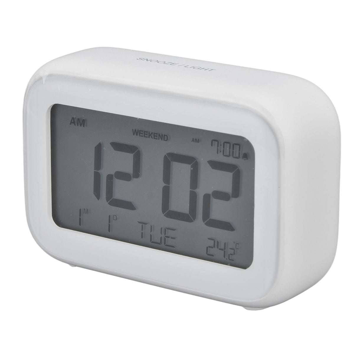 Mini Digital Alarm Clock with LCD Screen Snooze Function 12H 24H Formats for Bedroom Travel Office White