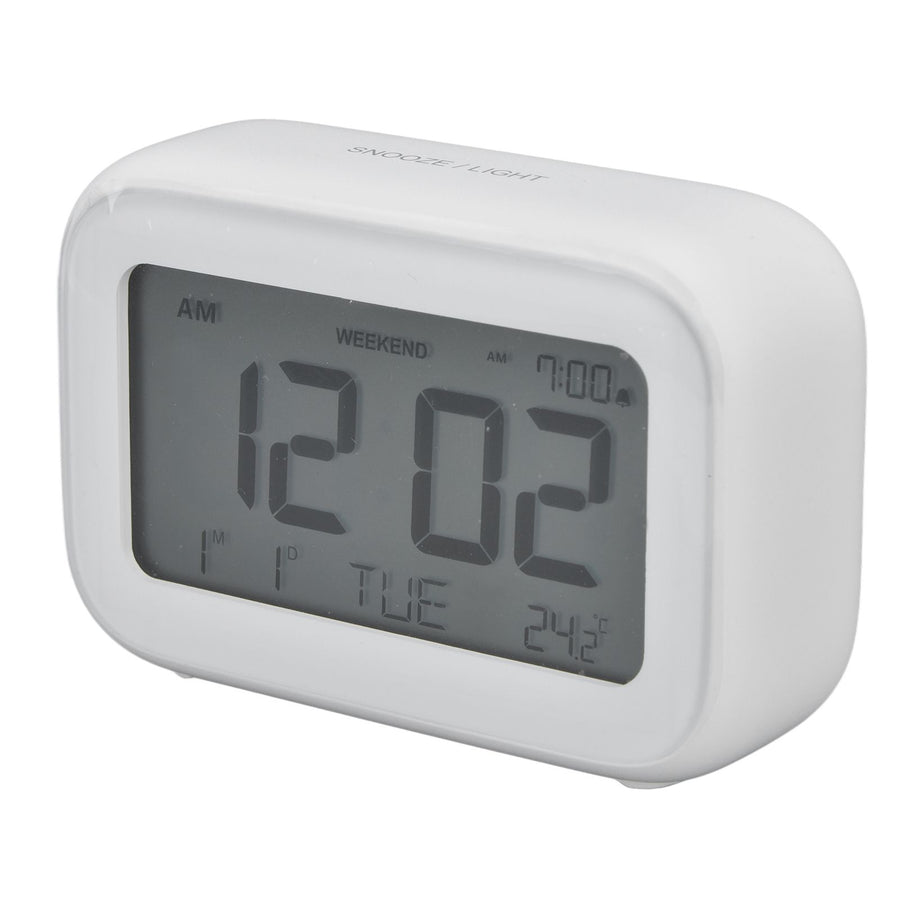 Mini Digital Alarm Clock with LCD Screen Snooze Function 12H 24H Formats for Bedroom Travel Office White
