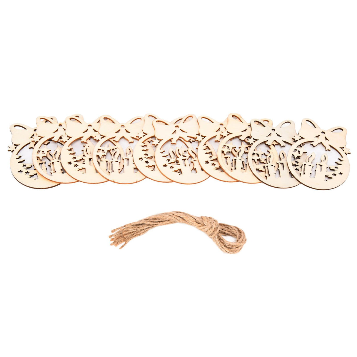 40Pcs Wooden Christmas Tree Decor Hanging Ornaments Set Hollow Wood Tree Pendant for Festival Party Celebration