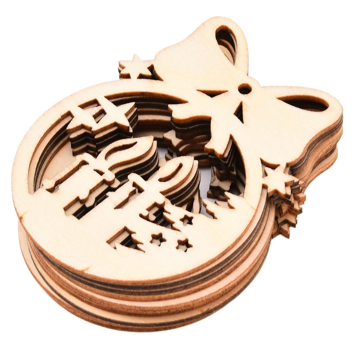 40Pcs Wooden Christmas Tree Decor Hanging Ornaments Set Hollow Wood Tree Pendant for Festival Party Celebration
