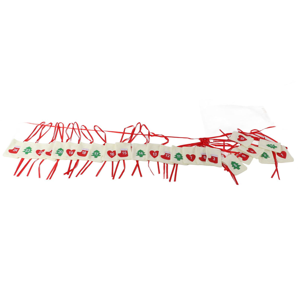 Christmas Advent Calendar Bags Hanging 24 Days Countdown Calendar Pocket for Party Celebration Decoration
