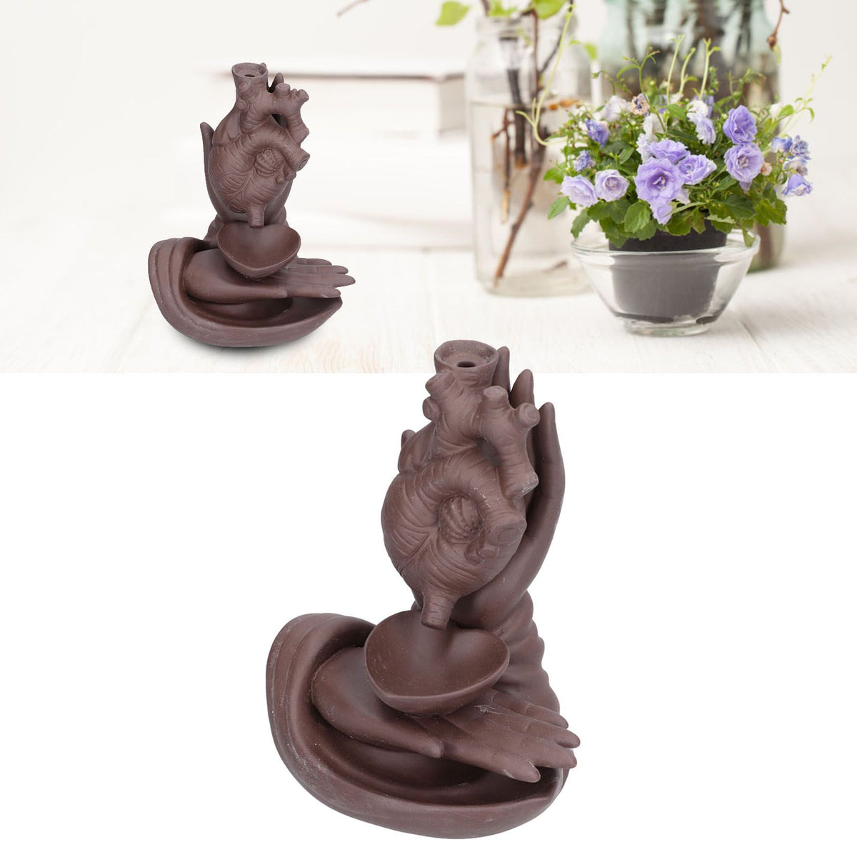 Ceramic Incense Burner Waterfall Backflow Incense Holder Ornament for Home Bedroom Office Sauna SPA