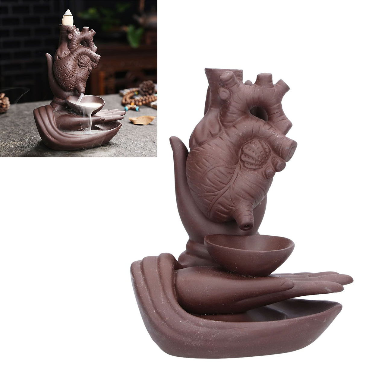 Ceramic Incense Burner Waterfall Backflow Incense Holder Ornament for Home Bedroom Office Sauna SPA