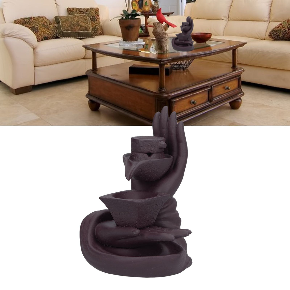 Backflow Incense Burner Smoke Waterfall Ceramic Incense Holder Aroma Burner Home Ornament for Bedroom Decoration