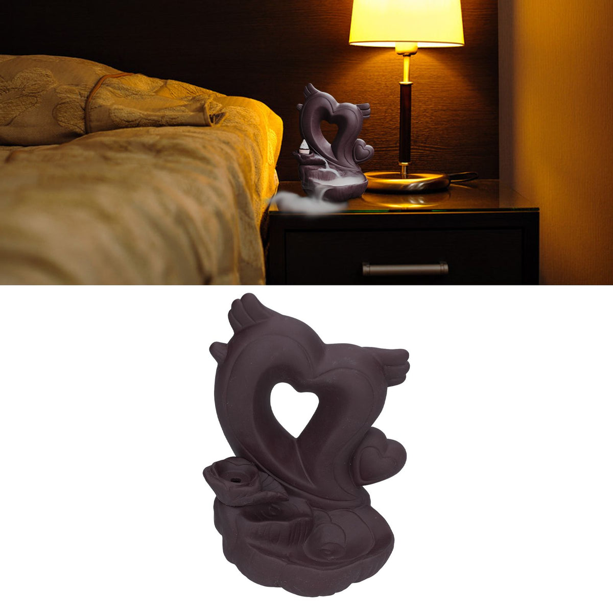 Backflow Incense Burner Smoke Waterfall Aroma Burner Ceramic Incense Holder Ornament for Home Office Decoration
