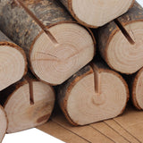 10pcs Wood Memo Holder Circular Decorative Desktop Wooden Photo Stand with Kraft Paper Cards for Weddings Home