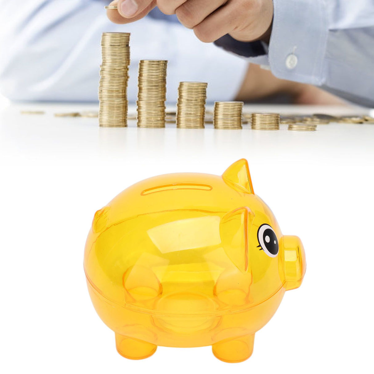 Transparent Plastic Money Saving Box Break Resistance Pig Shaped Piggy Bank for ChildrenL