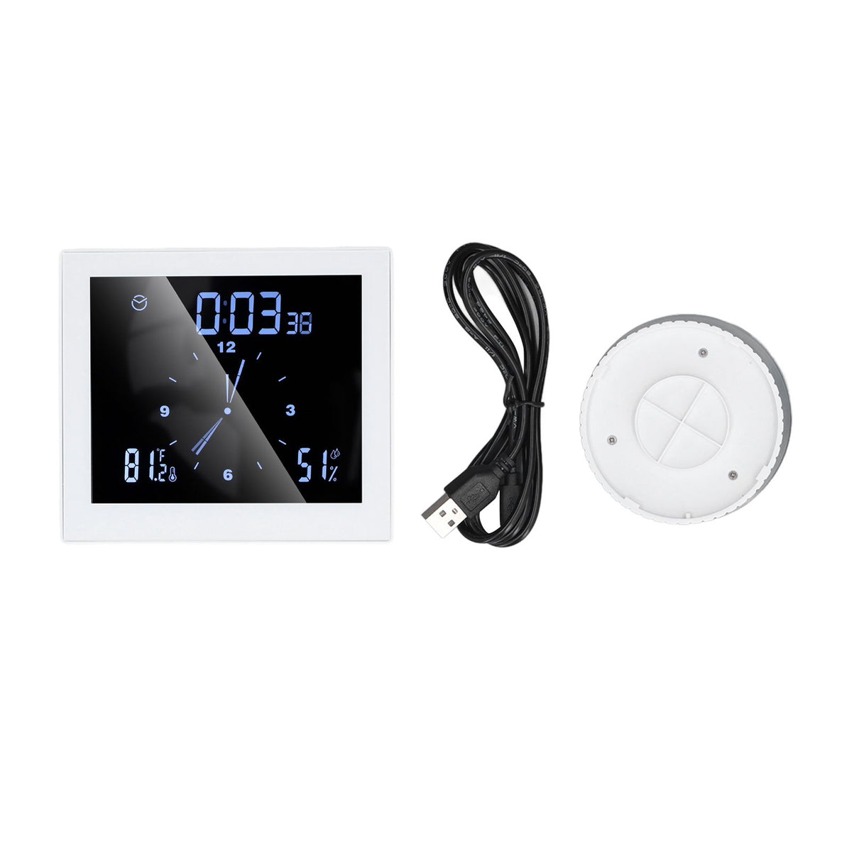 5in Wall Shower Clock Digital Timer Alarm Temperature Humidity Display Waterproof for Home BathroomWhite