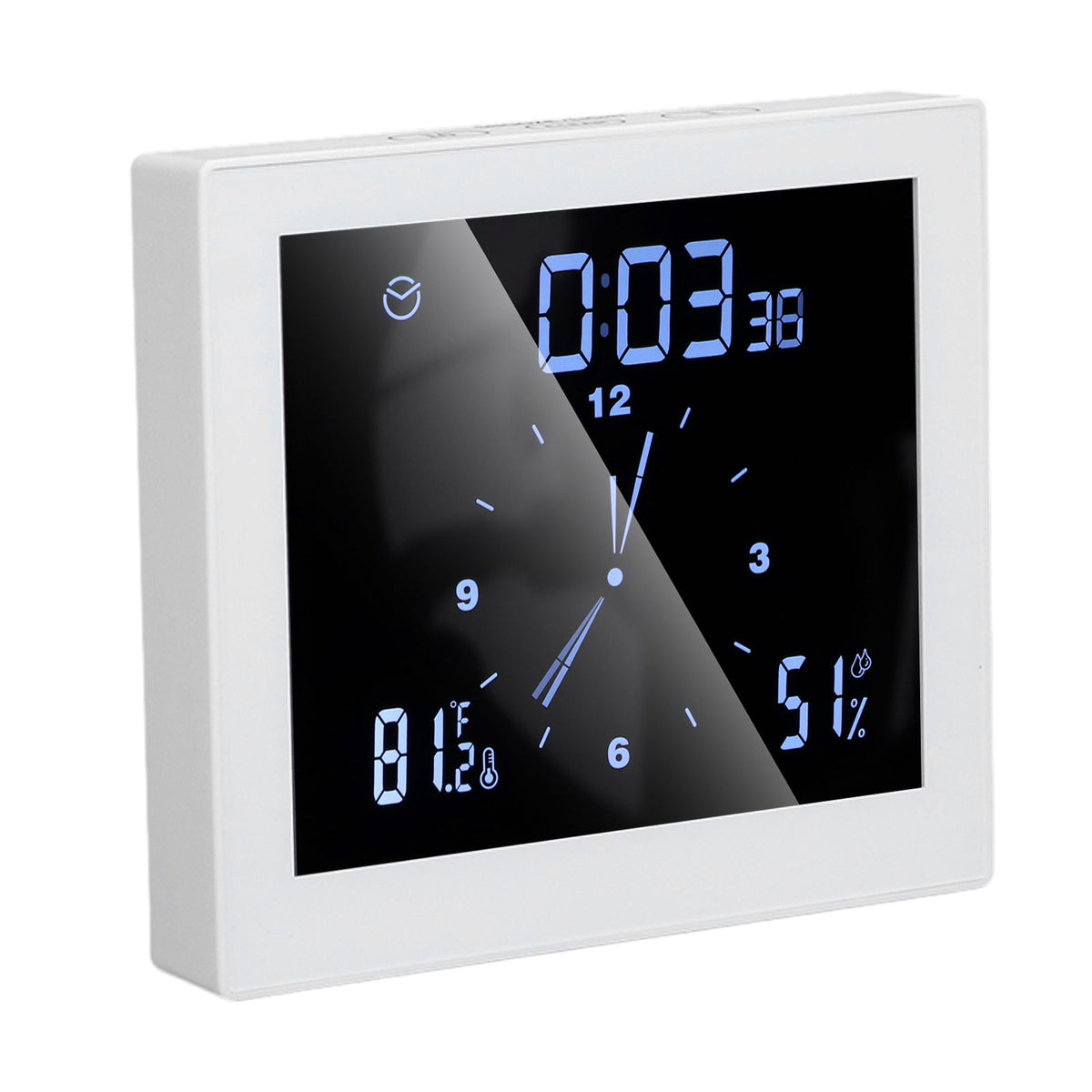 5in Wall Shower Clock Digital Timer Alarm Temperature Humidity Display Waterproof for Home BathroomWhite