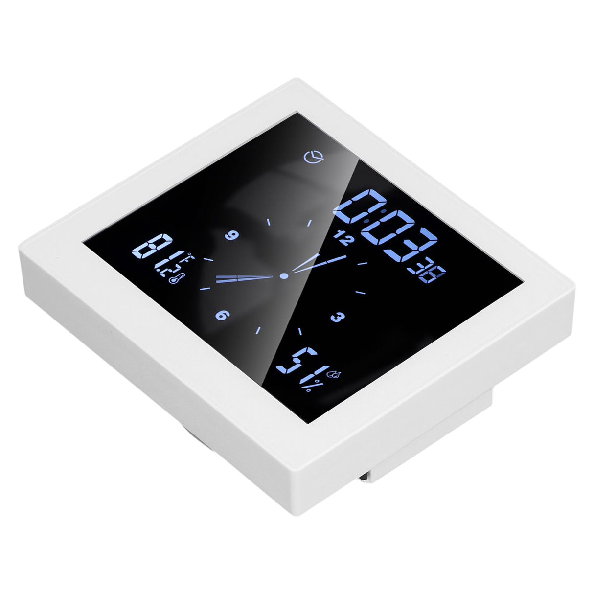 5in Wall Shower Clock Digital Timer Alarm Temperature Humidity Display Waterproof for Home BathroomWhite