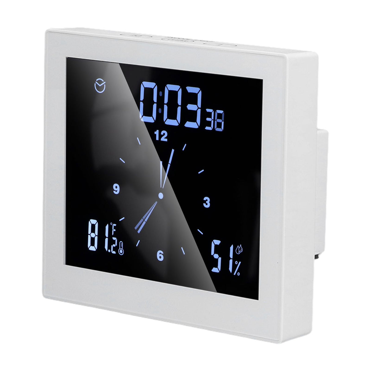 5in Wall Shower Clock Digital Timer Alarm Temperature Humidity Display Waterproof for Home BathroomWhite