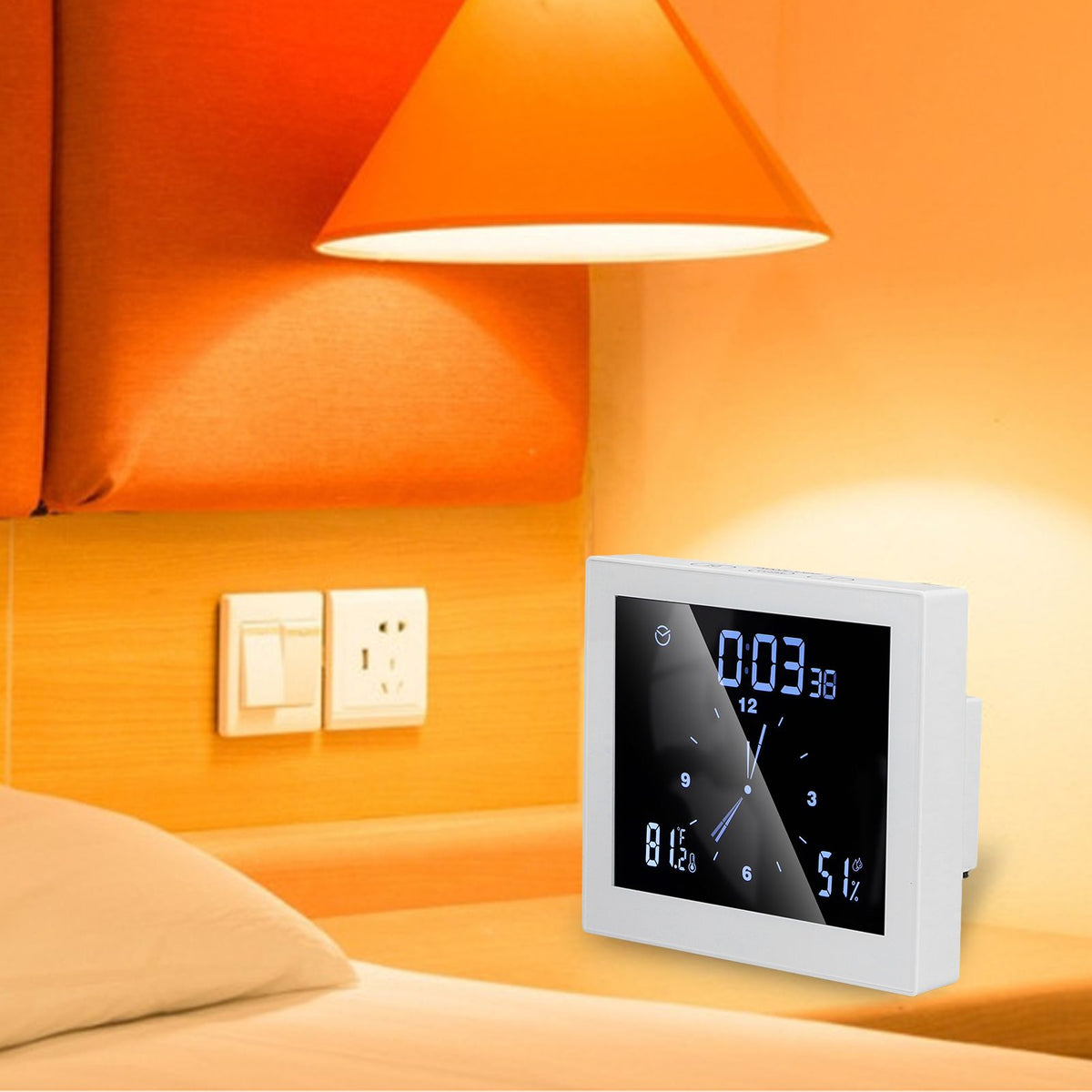 5in Wall Shower Clock Digital Timer Alarm Temperature Humidity Display Waterproof for Home BathroomWhite