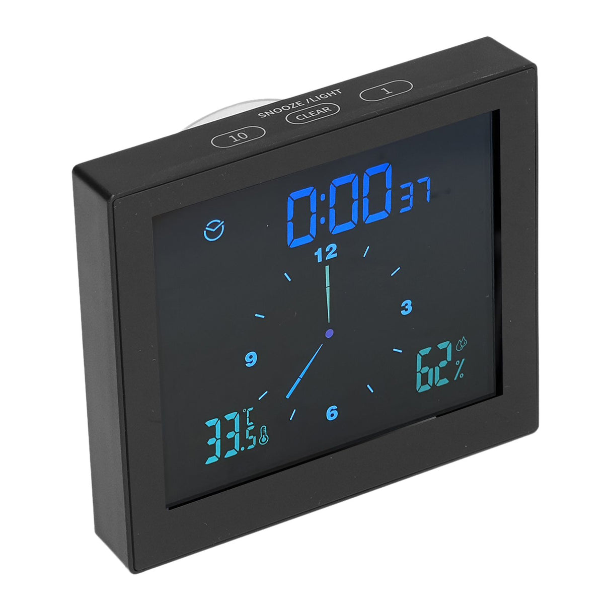 5in Wall Shower Clock Digital Timer Alarm Temperature Humidity Display Waterproof for Home BathroomBlack