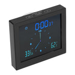 5in Wall Shower Clock Digital Timer Alarm Temperature Humidity Display Waterproof for Home BathroomBlack