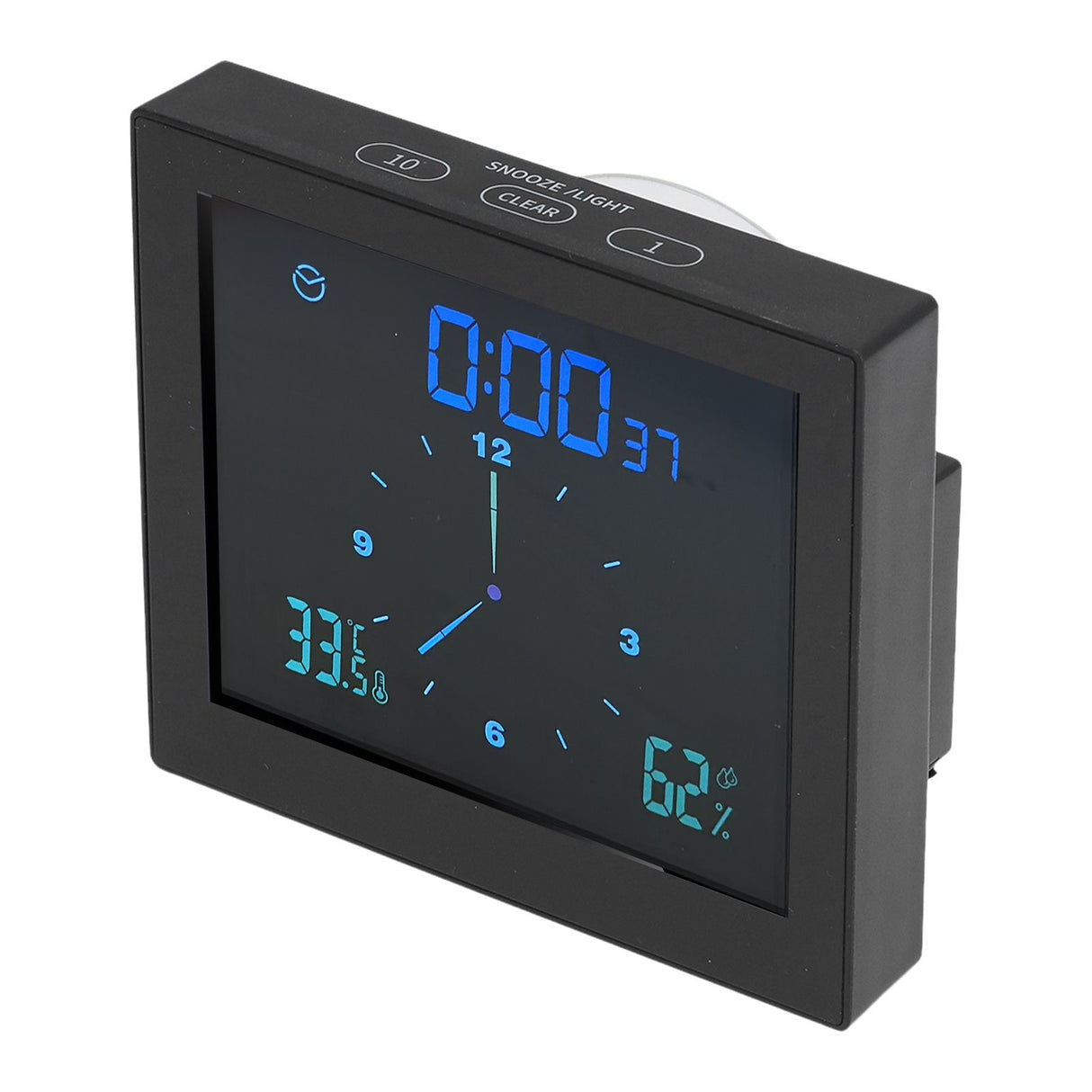5in Wall Shower Clock Digital Timer Alarm Temperature Humidity Display Waterproof for Home BathroomBlack