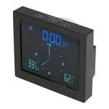 5in Wall Shower Clock Digital Timer Alarm Temperature Humidity Display Waterproof for Home BathroomBlack - Top-Down View