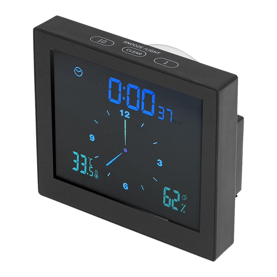 5in Wall Shower Clock Digital Timer Alarm Temperature Humidity Display Waterproof for Home BathroomBlack