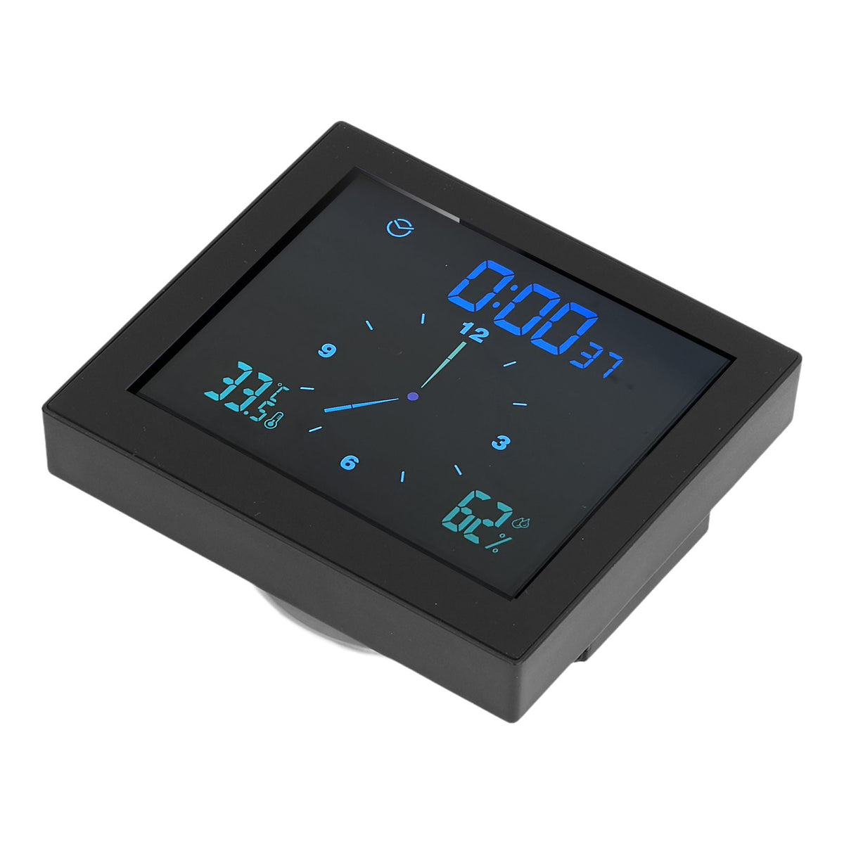 5in Wall Shower Clock Digital Timer Alarm Temperature Humidity Display Waterproof for Home BathroomBlack