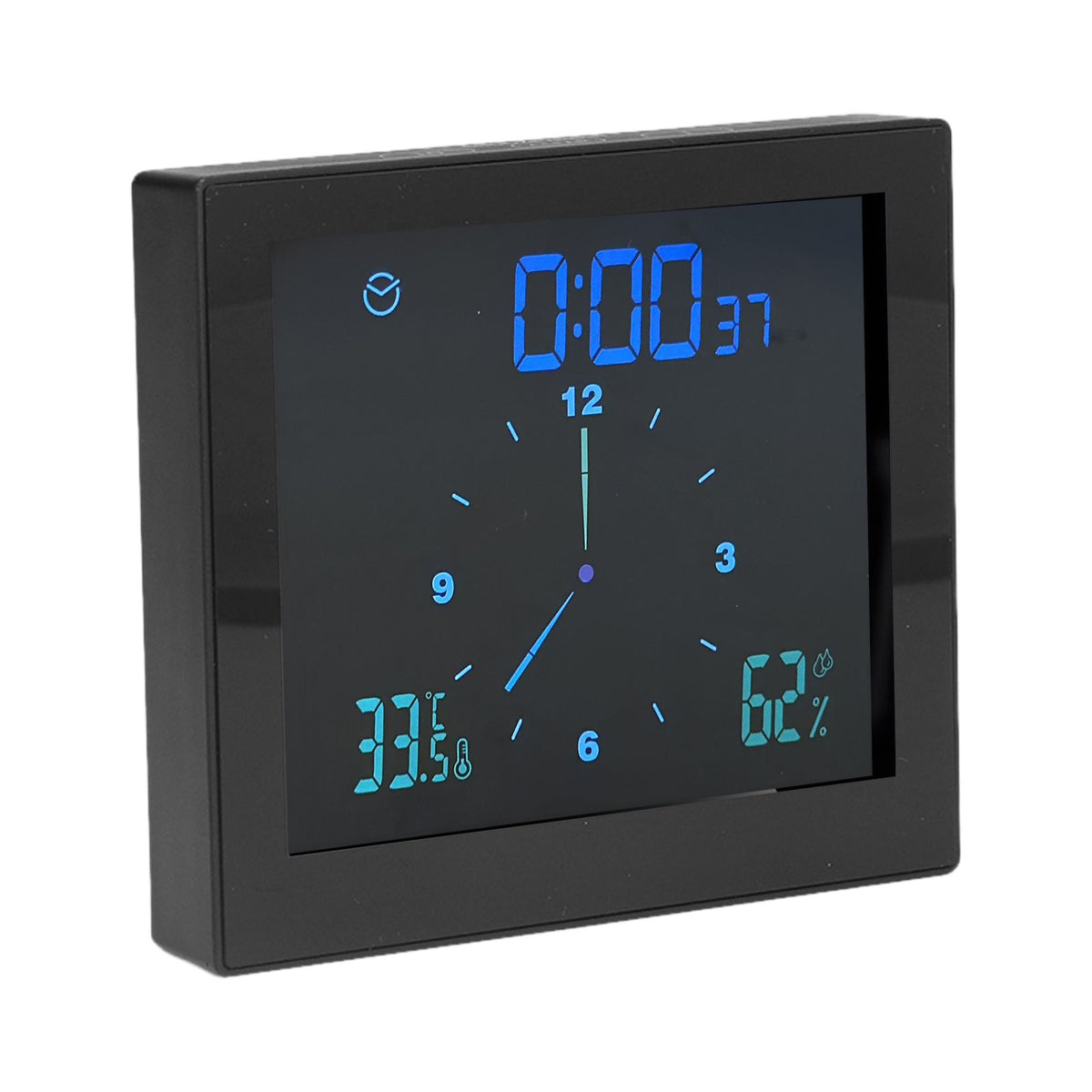 5in Wall Shower Clock Digital Timer Alarm Temperature Humidity Display Waterproof for Home BathroomBlack