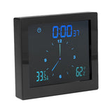 5in Wall Shower Clock Digital Timer Alarm Temperature Humidity Display Waterproof for Home BathroomBlack - Low Angle