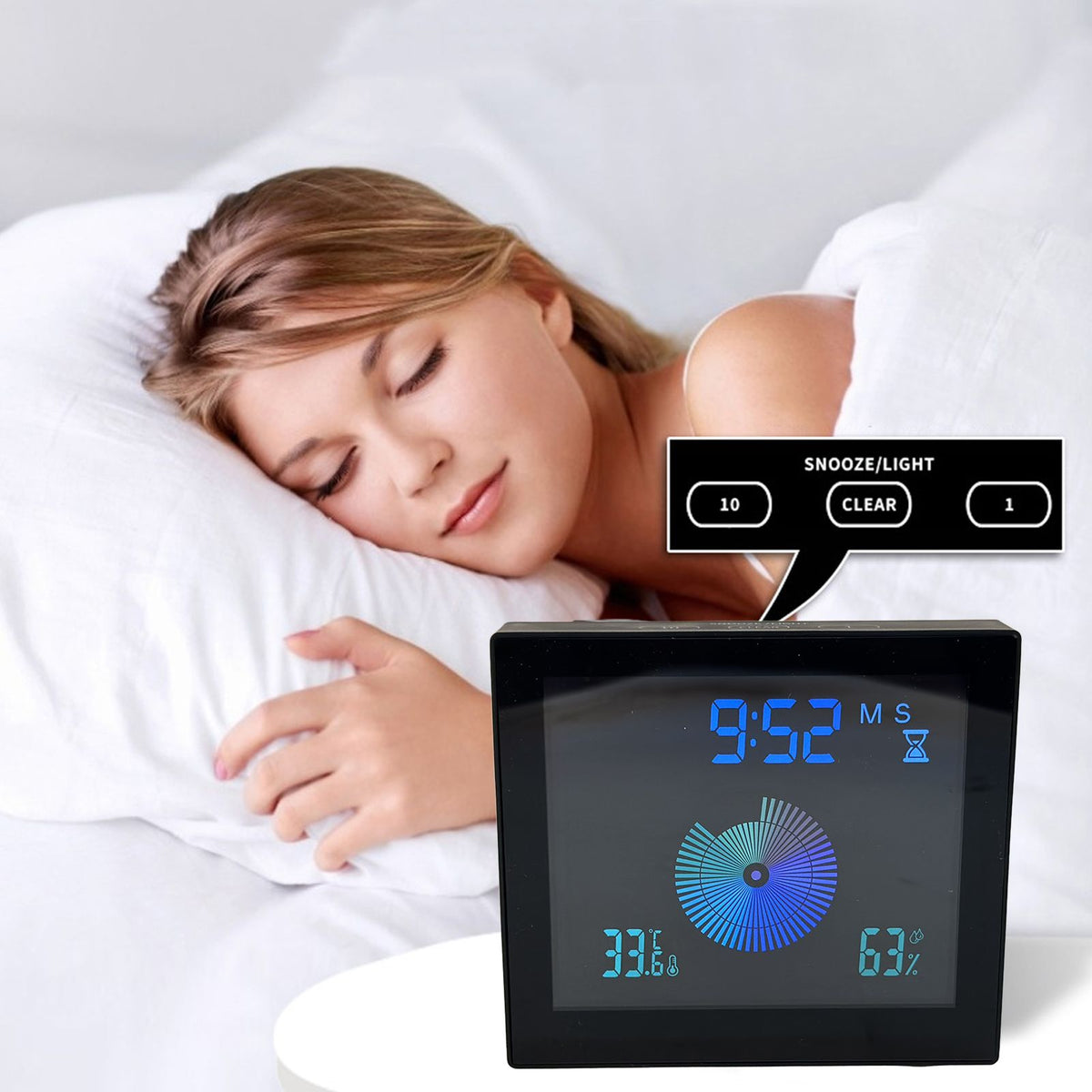 5in Wall Shower Clock Digital Timer Alarm Temperature Humidity Display Waterproof for Home BathroomBlack