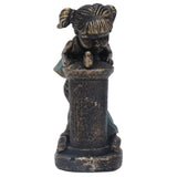 Girl Boy Drink Water Statue Garden Sculpture Resin Courtyard Ornament for Indoor Outdoor Decoration