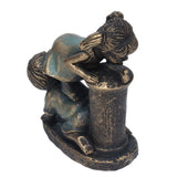 Girl Boy Drink Water Statue Garden Sculpture Resin Courtyard Ornament for Indoor Outdoor Decoration - Close-Up Angle