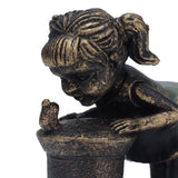 Girl Boy Drink Water Statue Garden Sculpture Resin Courtyard Ornament for Indoor Outdoor Decoration