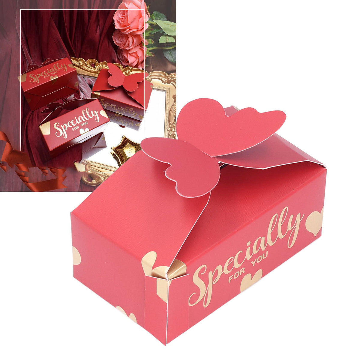 50pcs Favor Boxes Safe Durable Exquisite Lovely Gold Red Compact Portable Wedding Bags for Parties Birthdays