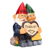 Garden Gnome Couple Statues Figurine Household Resin Art Home Desktop Dwarf Sculpture for Home Decor Ornaments - Front View