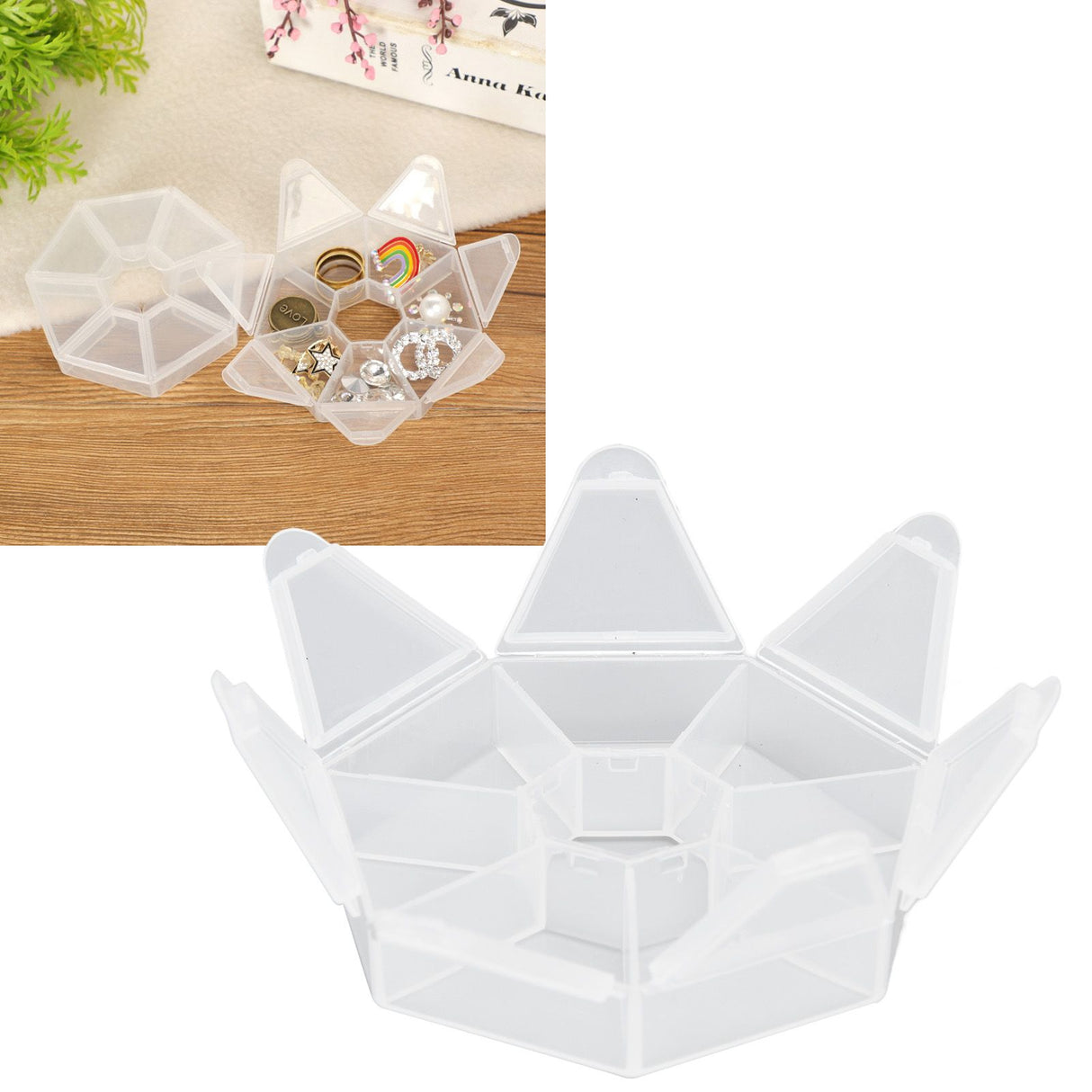 7 Grids Storage Box Clear Plastic Organizer Containers for Fishing Jewelry Pills