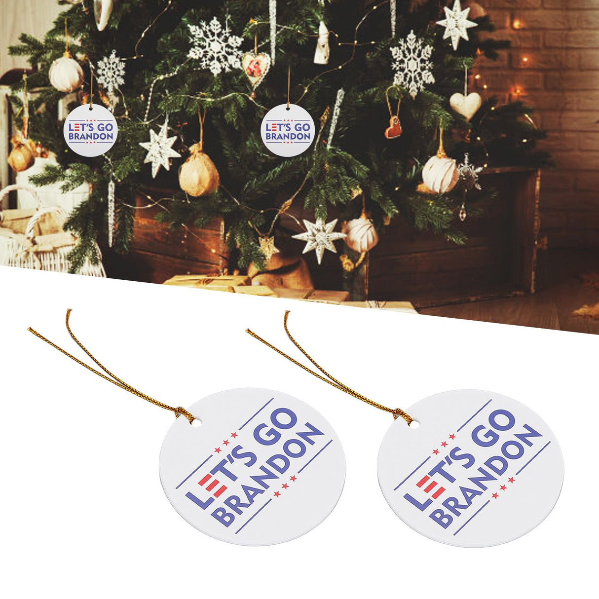2Set Innovative Ornament Ceramic Christmas Tree Hanging Pendant for Party Wedding Decoration