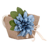 Flower Girl Basket Retro Linen Lovely Appearance Pearl Handle Light Weight Pearl Portable Flower Basket for WeddingsNumber 1 - Side View