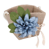 Flower Girl Basket Retro Linen Lovely Appearance Pearl Handle Light Weight Pearl Portable Flower Basket for WeddingsNumber 1 - Rear View