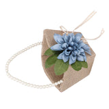 Flower Girl Basket Retro Linen Lovely Appearance Pearl Handle Light Weight Pearl Portable Flower Basket for WeddingsNumber 1