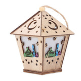 Ramadan Lamp Three Dimensional House Shape Unique Design Hanging Light Wooden Decorative Lamp Crafts Ornaments