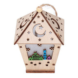Ramadan Lamp Three Dimensional House Shape Unique Design Hanging Light Wooden Decorative Lamp Crafts Ornaments - Side View