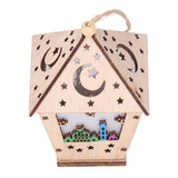 Ramadan Lamp Three Dimensional House Shape Unique Design Hanging Light Wooden Decorative Lamp Crafts Ornaments - Top-Down View