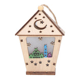 Ramadan Lamp Three Dimensional House Shape Unique Design Hanging Light Wooden Decorative Lamp Crafts Ornaments