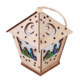 Ramadan Lamp Three Dimensional House Shape Unique Design Hanging Light Wooden Decorative Lamp Crafts Ornaments - Rear View