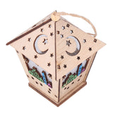 Ramadan Lamp Three Dimensional House Shape Unique Design Hanging Light Wooden Decorative Lamp Crafts Ornaments