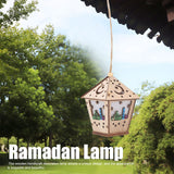 Ramadan Lamp Three Dimensional House Shape Unique Design Hanging Light Wooden Decorative Lamp Crafts Ornaments
