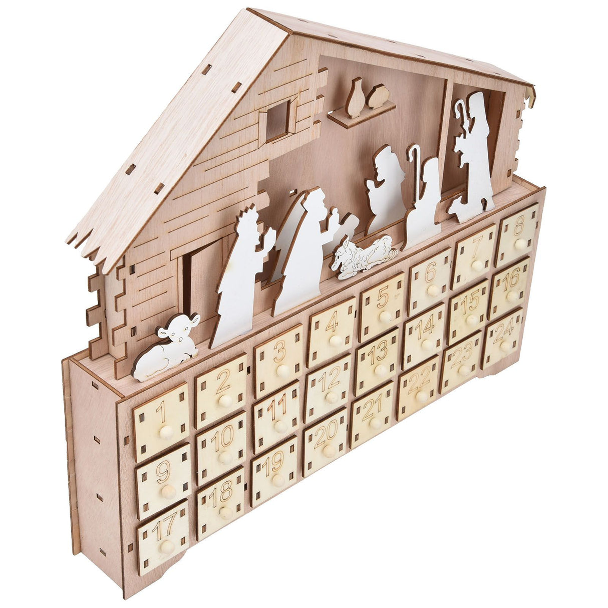 LED Light Calendar Wooden Desk Calendar Christmas Advent Calendar Ornament for Holiday Decoration